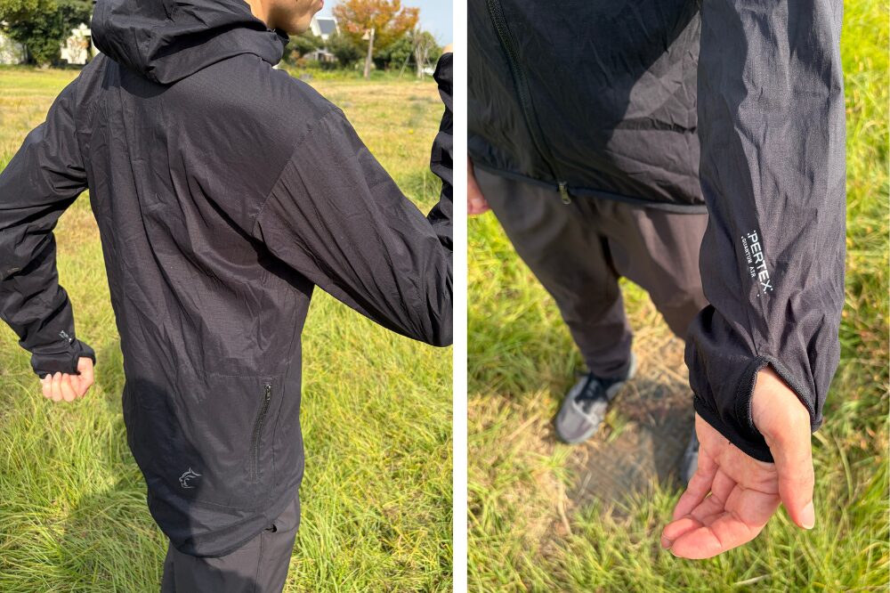 ウィンドリバーフーディ　袖口デザイン