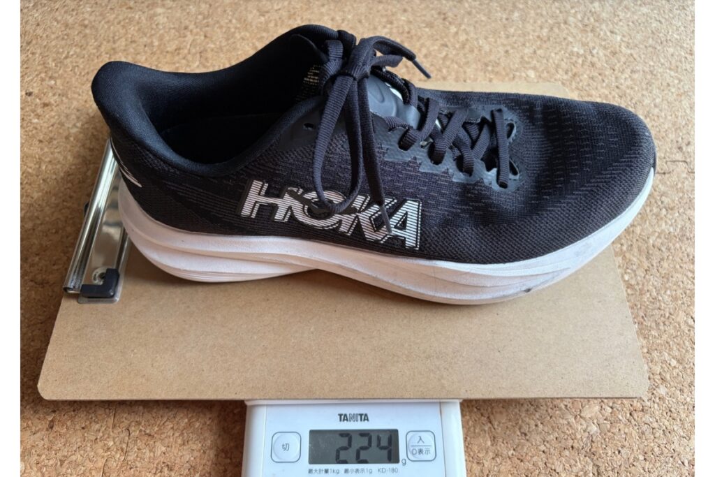 HOKA MACH 7の26.5cmを量った実測重量224g