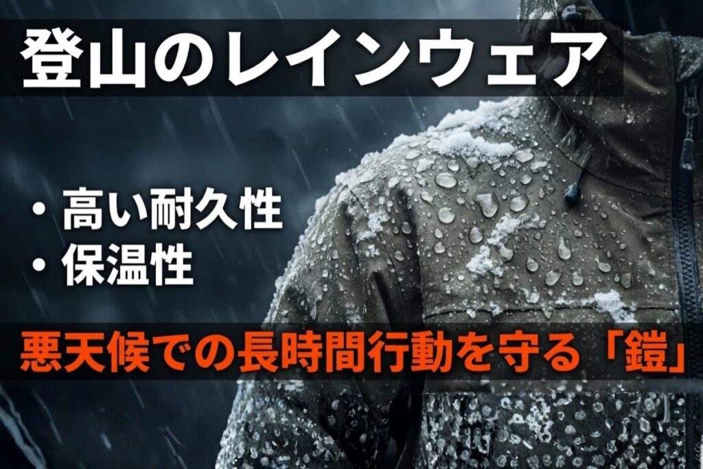 登山用レインウェアの特徴